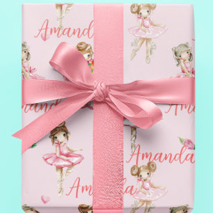 Personlig Barn Ballet Ballerina Rosa Söt Presentpapper