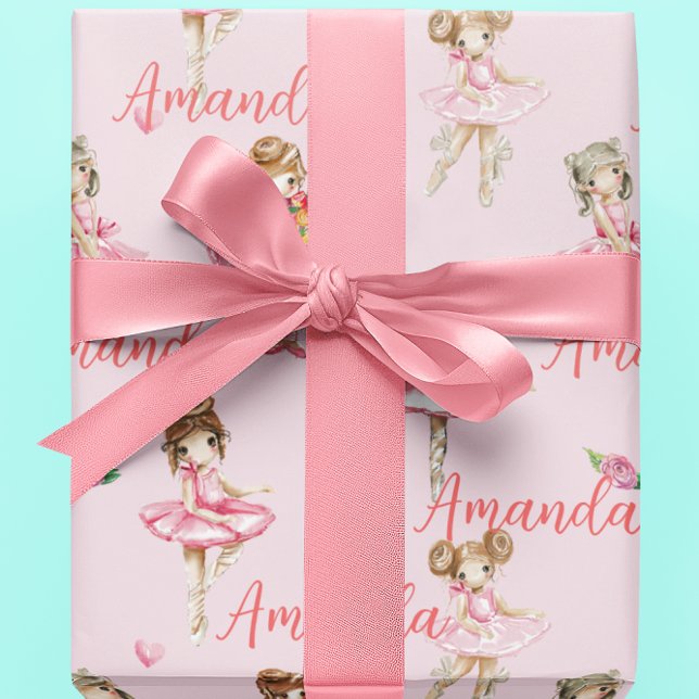 Personlig Barn Ballet Ballerina Rosa Söt Presentpapper (Skapare uppladdad)