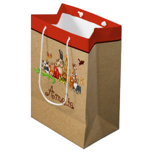Personlig Barn Djuren Medium Gift Bag