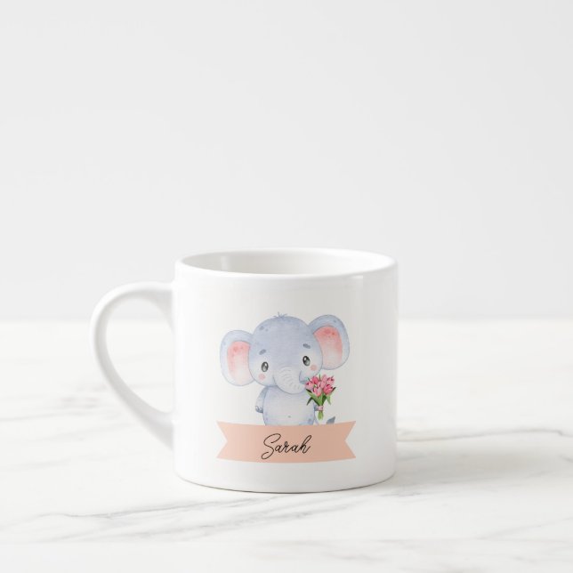 Personlig barn, elefant espressomugg (Vänster)