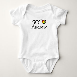 Personlig barn overall bodysuit med strandboll tee
