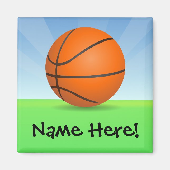 Personlig Barn Sports Basketball Sunny Day Magnet (Framsidan)