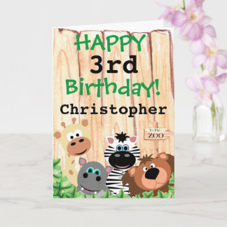 Personlig Barn Zoo Jungle Thmet Birthday Kort