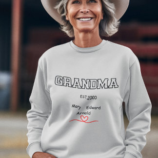 Personlig barnbarn namn och år "mormor" t shirt