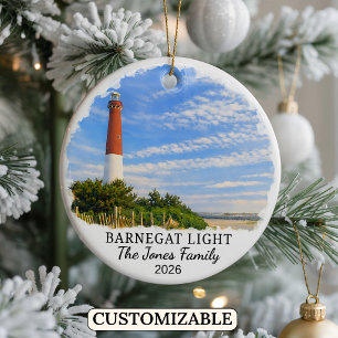 Personlig Barnegat Light, Anpassad New Jersey Julgransprydnad Keramik