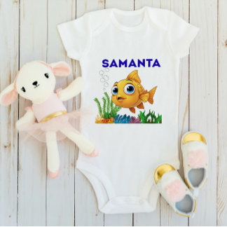 Personlig "[Barnets namn]" Liten Fisk Onesie T Shirt