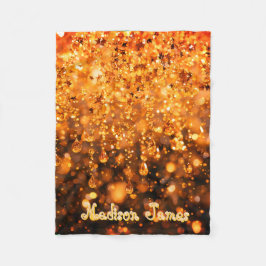 Personlig barnfilt med guld falskt glitter  fleecefilt