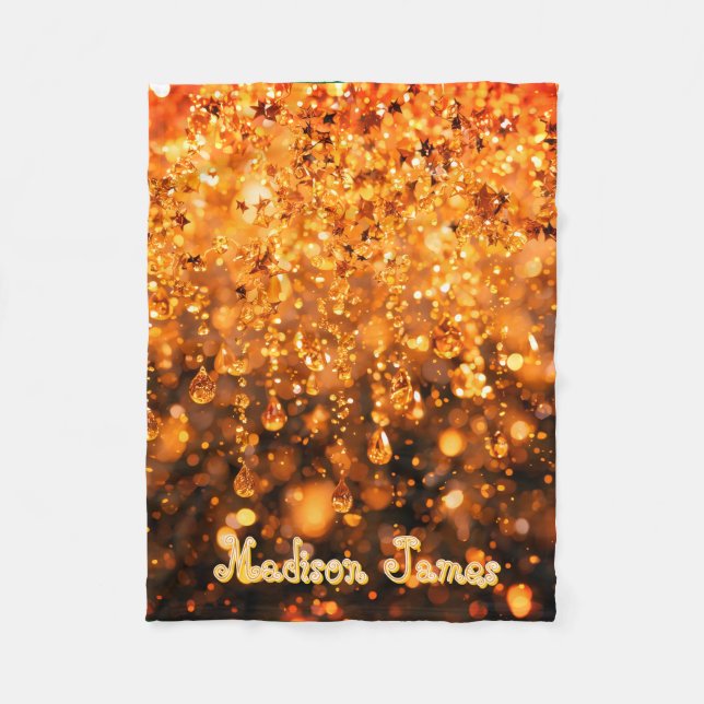 Personlig barnfilt med guld falskt glitter  fleecefilt (Framsidan)