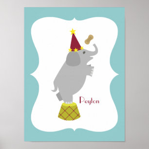 Personlig barnkammarskunst med elefant och jordnöt poster