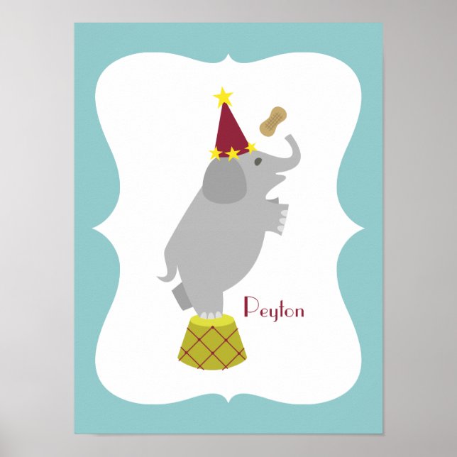 Personlig barnkammarskunst med elefant och jordnöt poster (Framsidan)