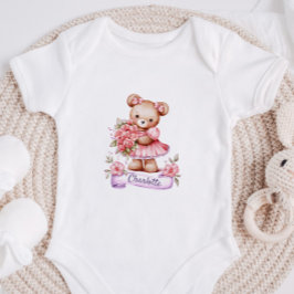 Personlig barnklänning för flickor med en teddybjö t shirt