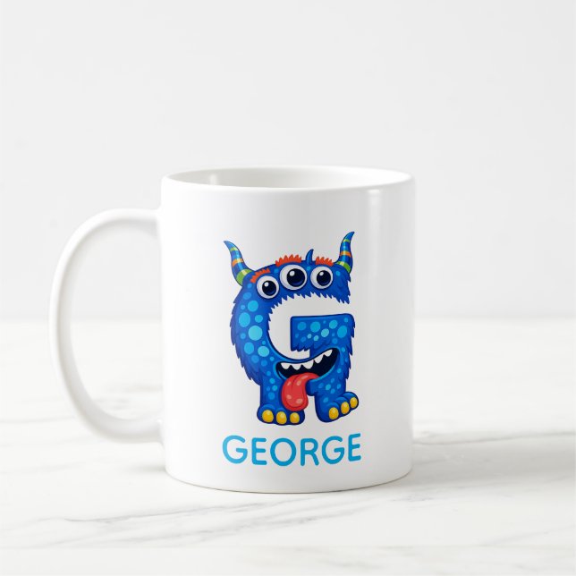 Personlig barnmugg med roliga monster, barnpresent kaffemugg (Vänster)