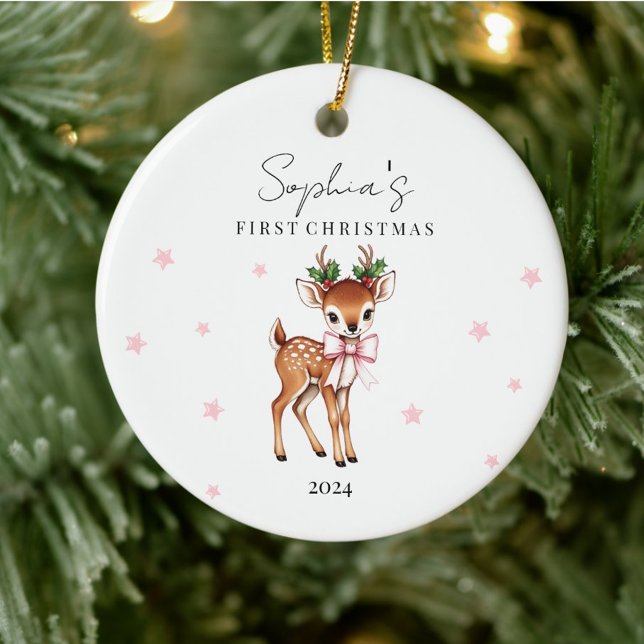 Personlig Barnrenar Första jul Julgransprydnad Keramik (Skapare uppladdad)