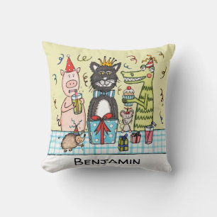 Personlig Barns kvadratCushion Party Animals Kudde