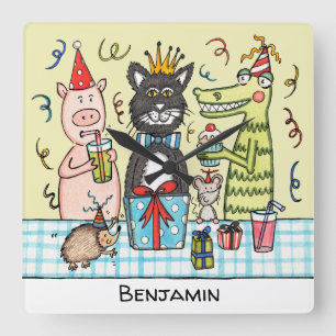 Personlig Barnspärr för Party-djur Fyrkantig Klocka