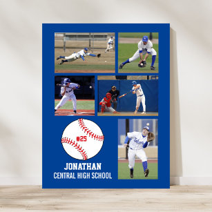 Personlig Baseball 5 Photo Collage Namn Team # Poster