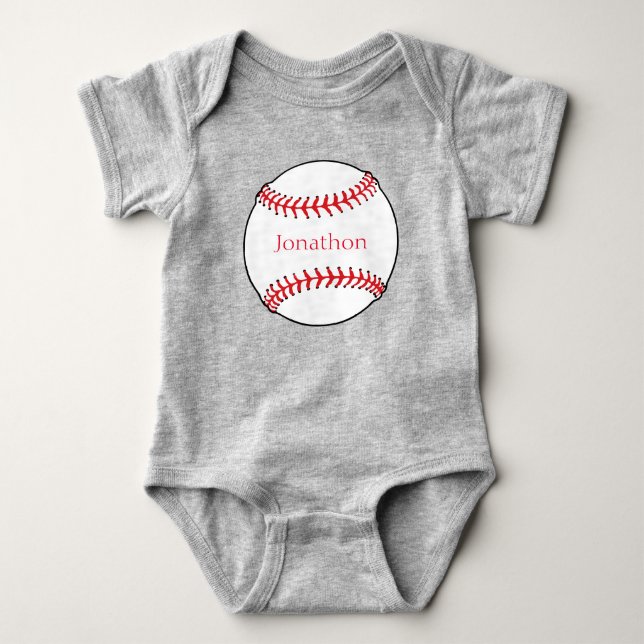 Personlig Baseball Baby Bodykostym Tee Shirt (Framsida)