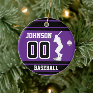 Personlig Baseball Batter Lila Julgransprydnad Keramik