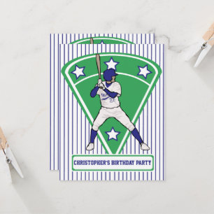 Personlig Baseball Batter Star Blue Inbjudningar