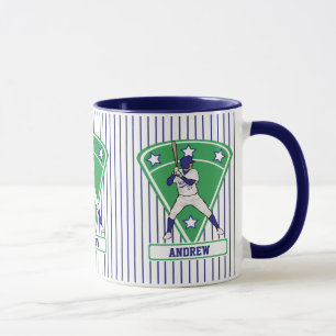 Personlig Baseball Batter Star Blue Mugg