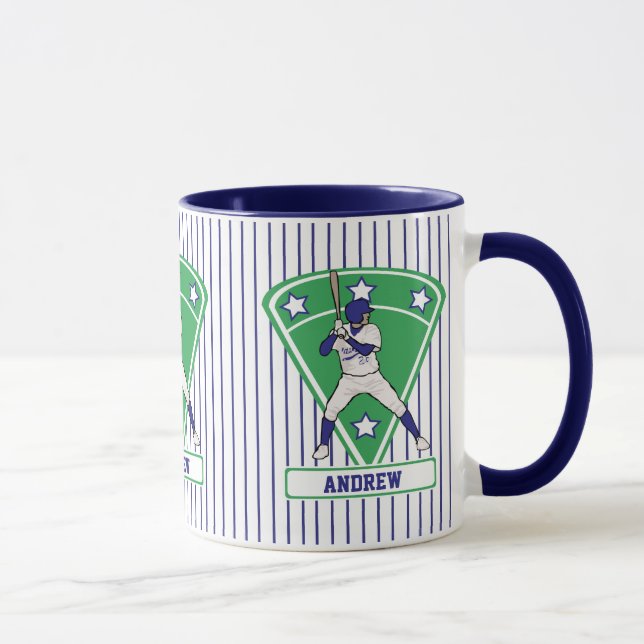 Personlig Baseball Batter Star Blue Mugg (Höger)