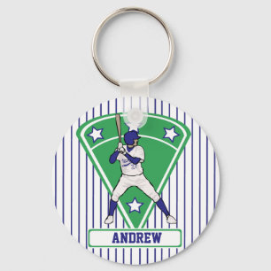 Personlig Baseball Batter Star Blue Nyckelring