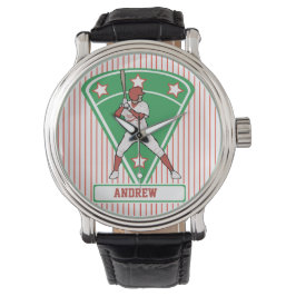 Personlig Baseball Batter Star Red Armbandsur