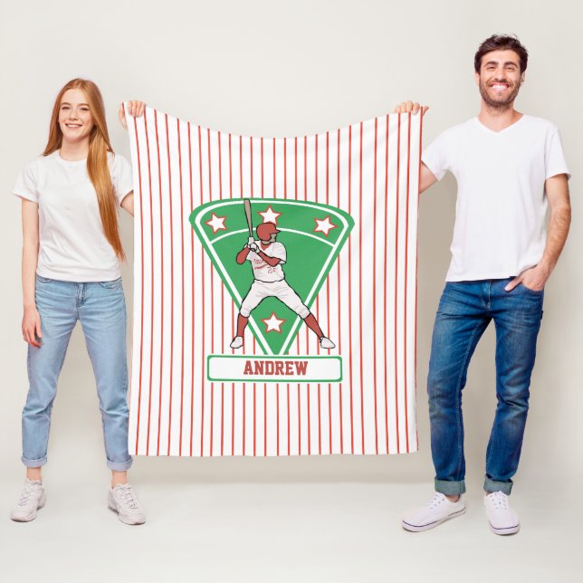 Personlig Baseball Batter Star Red Fleecefilt (På plats)