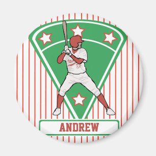 Personlig Baseball Batter Star Red Magnet