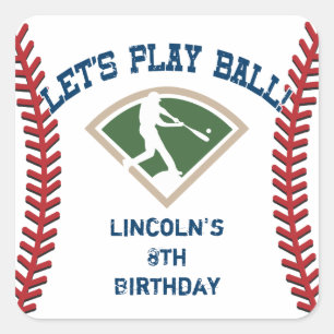 Personlig Baseball Birthday Fyrkantigt Klistermärke