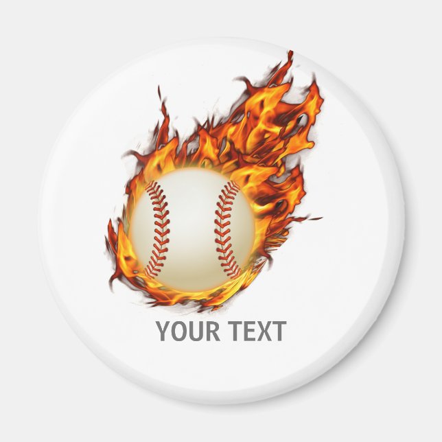 Personlig Baseball Boll om brand Magnet (Framsidan)