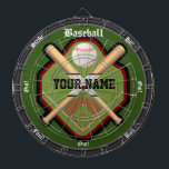 Personlig Baseball Fält Darttavla<br><div class="desc">En fantastisk baseboll inspirerade till perfekten för sportfantasten eller människogrottan. Innehåller en anpassningsbar med roligt baseball fält-logotyp med personlig (skriva i ditt namn i avsnittet DITT NAMN). Underbar för traditionella dataspel eller för skapar av egna och fullständiga anpassaden för att lägga till nummer, ändra text eller lägga till bilder. Njut!...</div>