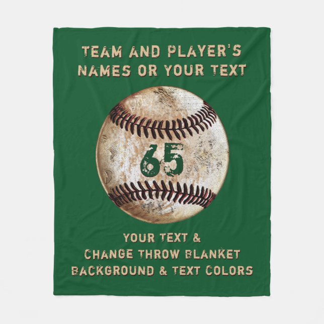 Personlig Baseball Fleece Blanket, Anpassade (Framsidan)