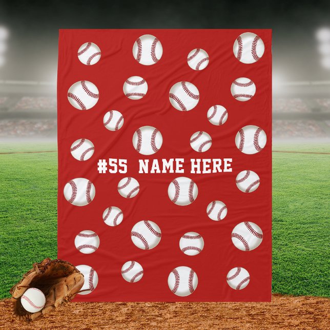 Personlig Baseball Fleece Blanket TEXT, FÄRG (Skapare uppladdad)