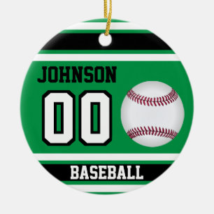 Personlig Baseball Grönt, vitt och svart Julgransprydnad Keramik