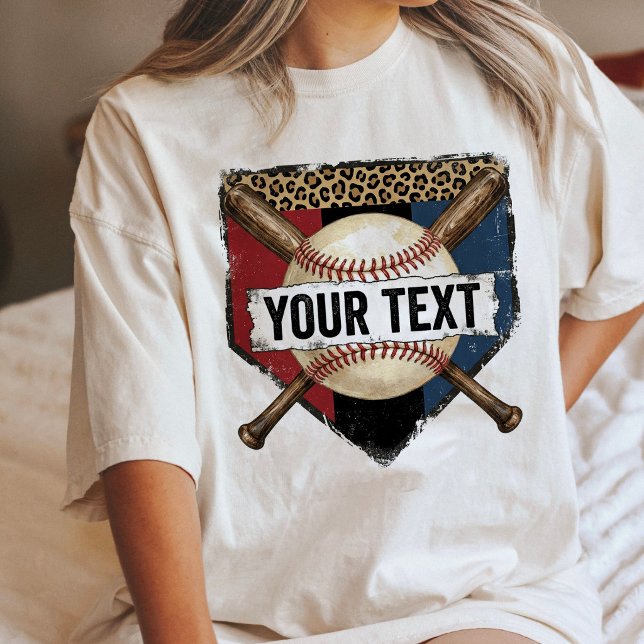 Personlig Baseball Hemmaplattå Leopardtryck T Shirt (Skapare uppladdad)
