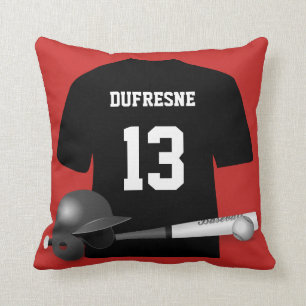 Personlig Baseball Jersey Red Reversible Kudde