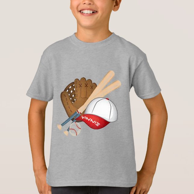 Personlig Baseball Kid's Basic T-Shirt (Framsida)