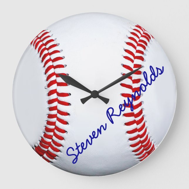 Personlig Baseball Large Wall Clock Stor Klocka (Framsida)