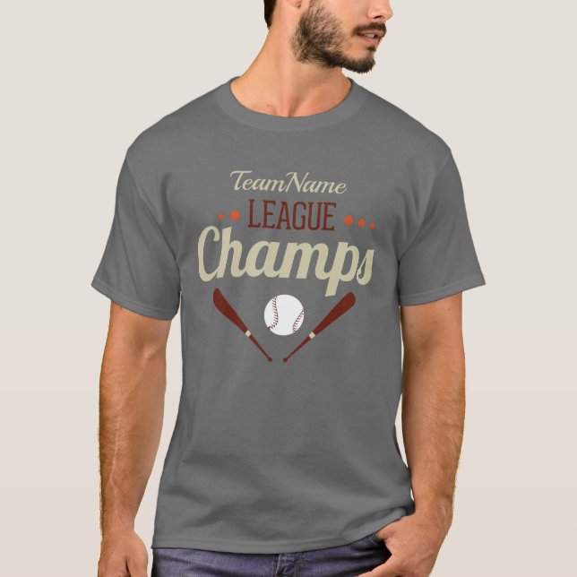 Personlig Baseball League Champs T Shirt (Framsida)