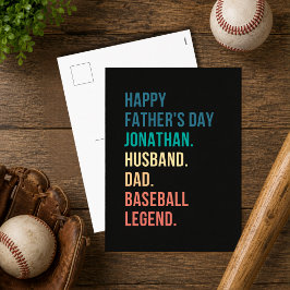 Personlig Baseball Legend Retro Fars Dag Helg Vykort