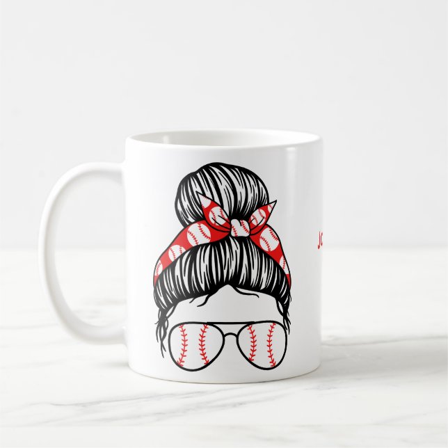 Personlig Baseball Mamma Gift Kaffemugg (Vänster)