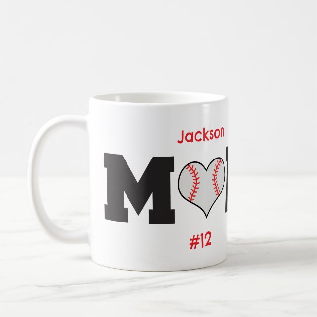 Personlig Baseball Mamma Gift Kaffemugg (Vänster)