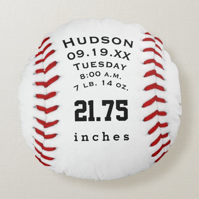 Personlig Baseball Namn och Baby Rund Kudde (Framsidan)