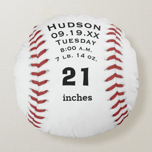 Personlig Baseball Namn och Baby Rund Kudde (Framsidan)