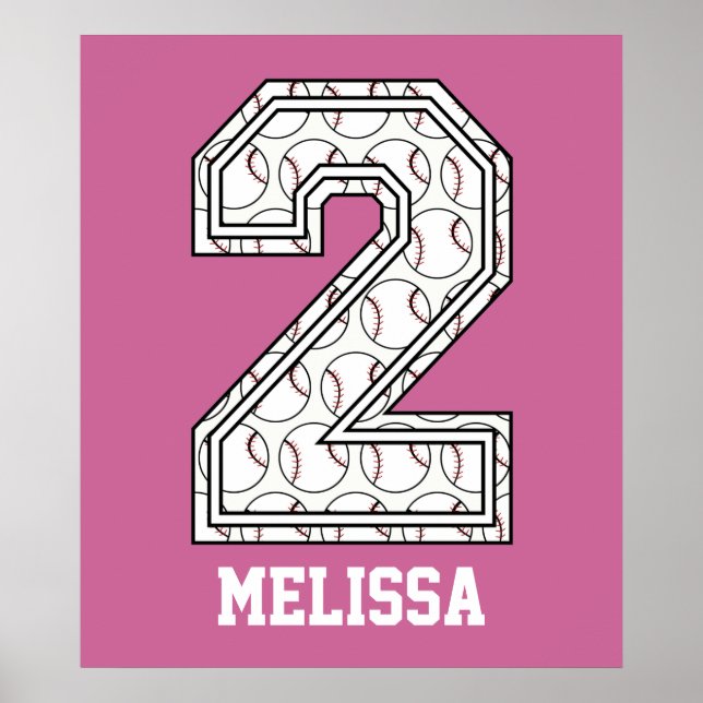 Personlig Baseball nummer 2 Poster (Framsidan)