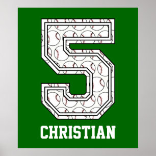 Personlig Baseball nummer 5 Poster