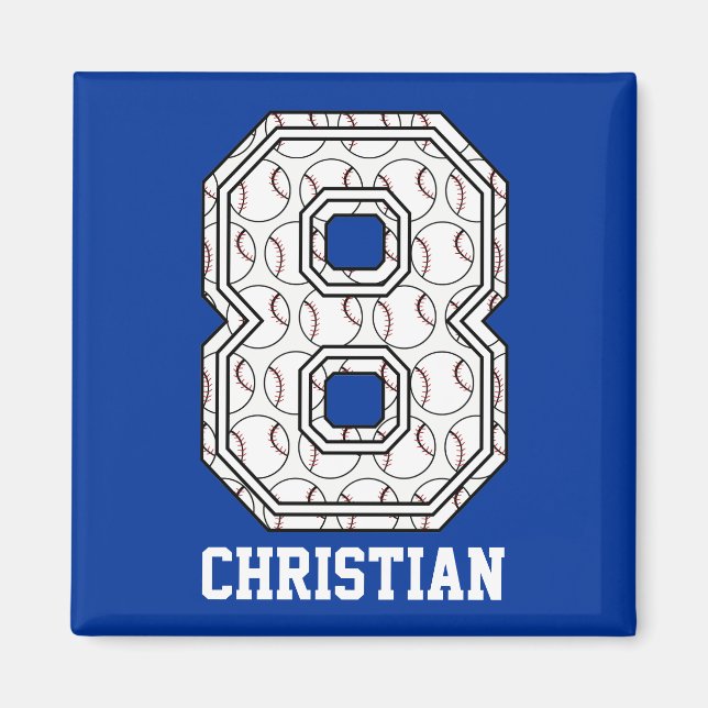 Personlig Baseball nummer 8 Magnet (Framsidan)