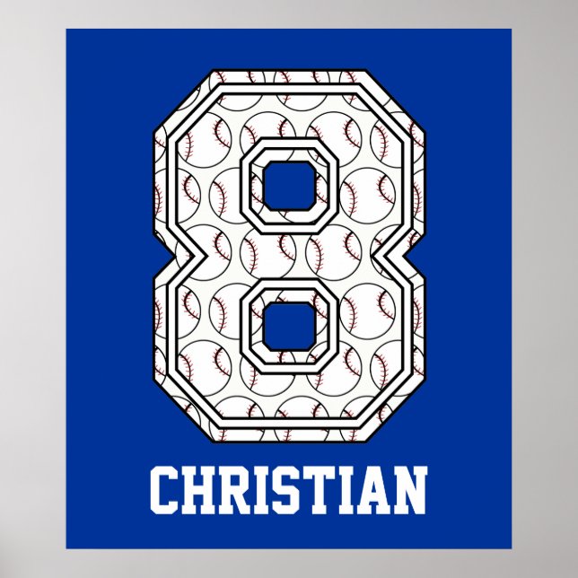 Personlig Baseball nummer 8 Poster (Framsidan)