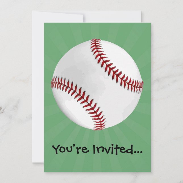 Personlig Baseball på Grönt Kids Boys Inbjudningar (Framsida)